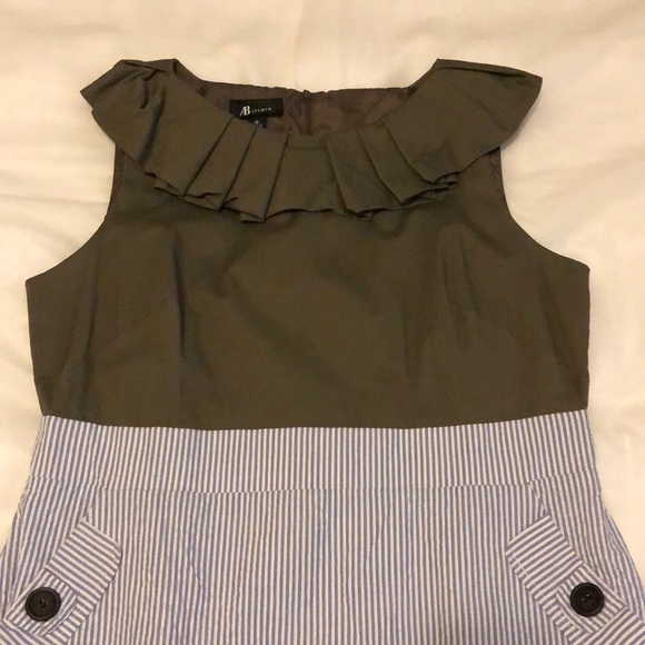 AB STUDIO Dark Grey, Blue & White Stripe Dress - Picture 4 of 11